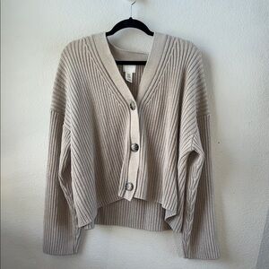 Beige Ribbed Cardigan